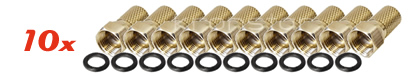 10 passende F-Stecker vergoldet