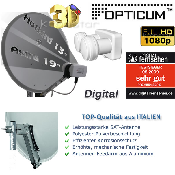 Digitale SAT-Anlage Astra Hotbird OPTICUM